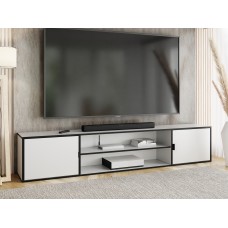 Atvērts TV galdiņš LUNO 4, Balts/Balts/Melns